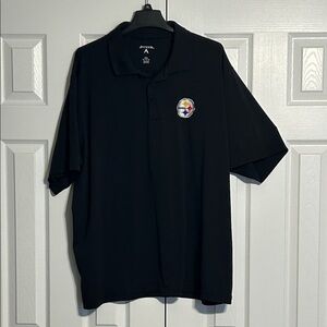Antigua Black Polo with Pittsburgh Steelers Logo